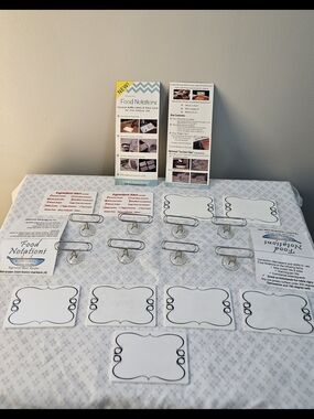 Food Notations Reusable Buffet Label Place Cards w/ Markers 2 Allergy Specific